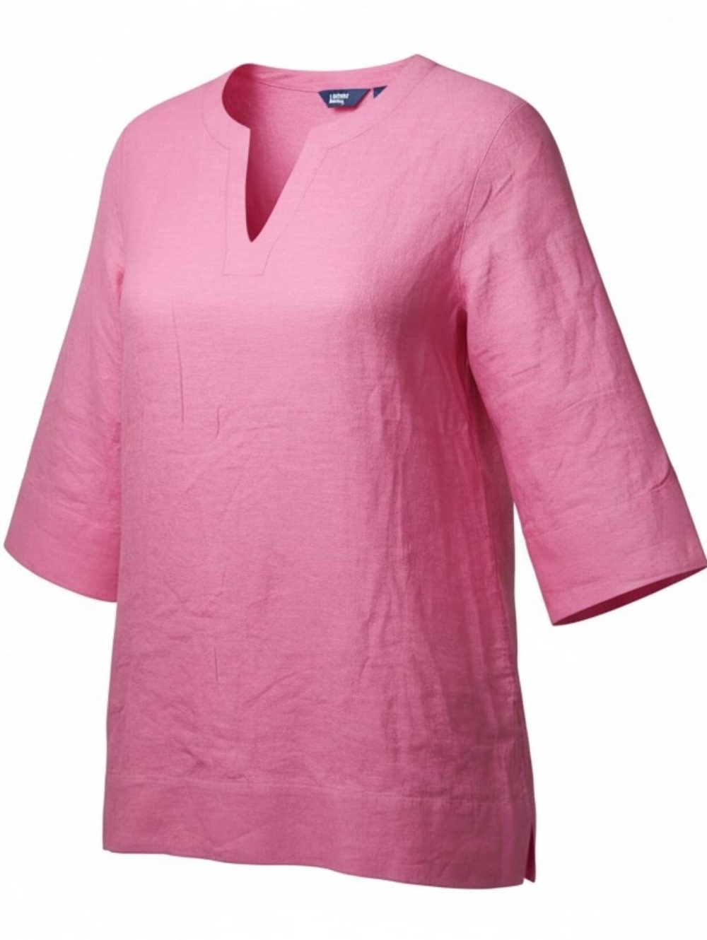 LANDS' END | NEW Pink Linen Blend Tunic Split Neck 3/4 Sleeve Lagenlook | XL